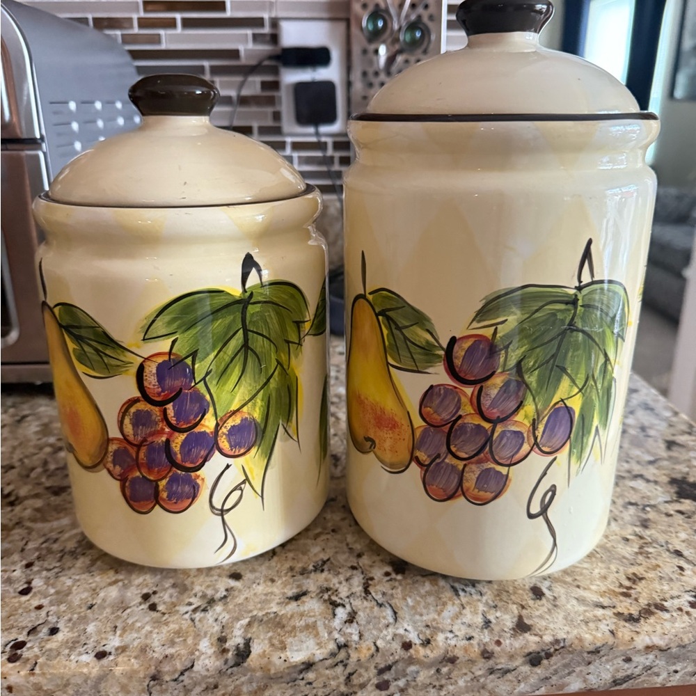 Vintage Cream Ceramic Food Storage Canisters